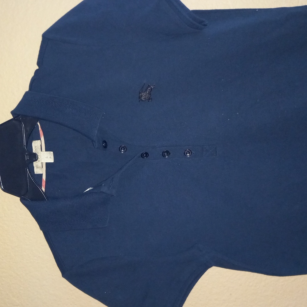 Burberry navy blue polo with metal logo